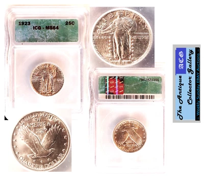 Antique⌛1923 US Philadelphia Mint Liberty Standing Quarter🪙ICG MS-64 🪙 - Image 1 of 4