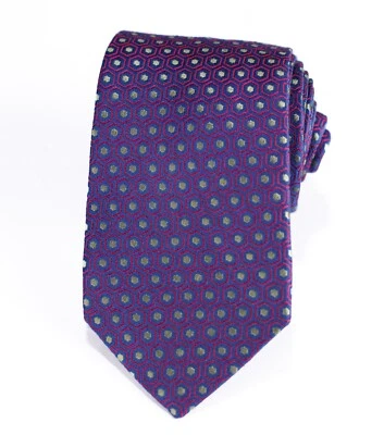 Charles Tyrwhitt Neck Tie Purple Blue Red Geometric Hand Made In England 3”W 59” - Image 1 of 4