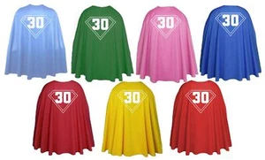 Adults 30th Birthday Celebration 35" Length Superhero Cape Fancy Dress - Picture 1 of 7