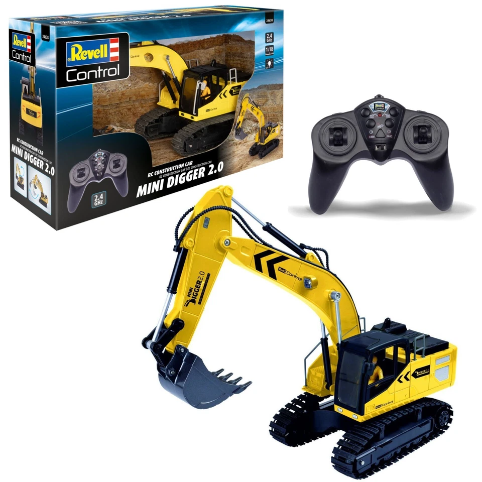 RC Bagger mit Metallschaufel 1:18 ferngesteuert Mini Digger 2.0 Revell 24638 NEU - Bild 1 von 4