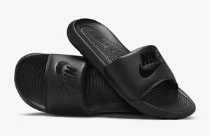NIKE VICTORI ONE SLIDE TRIPLE BLACK/BLACK/BLACK SPORT SANDALS BENASSI MEN SIZES - Picture 1 of 6