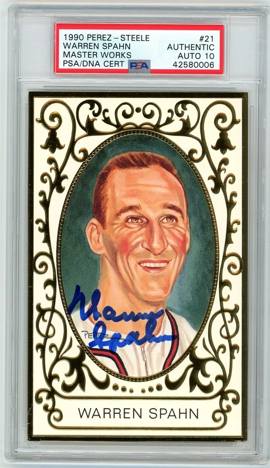 Warren Spahn Signed Perez Steele Master Works - PSA DNA 10 - Image 1 of 1