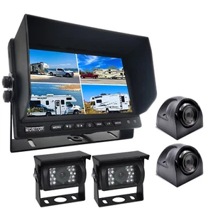 7" Quad Monitor DVR 4PIN 4x 1080P AHD 2M Side Rear View Camera Kit For Truck RV - Picture 1 of 12