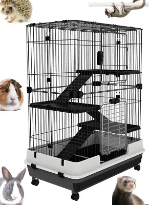 MCAGE 4-Floor XLarge Habitat On Wheel For Guinea Pig Chinchilla Ferret Hedgehog Rabbit