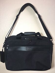 Hartmann Luggage Black Canvas Nylon and Leather Laptop Messenger Shoulder Bag