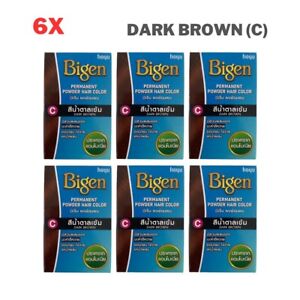 6x Bigen Hair Color Powder Dark Brown (C) Permanent Dye Ammonia-Free 6g