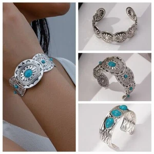 Open Turquoise Bracelet Ethnic Style Bohemian Bangles Bohemian Bangle Jewelry - Picture 1 of 12