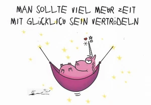 Postal, grande: unicornio en hamaca - Deberías pasar mucho más tiempo - Imagen 1 de 1