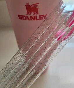 2-12" 40/42oz 10MM Clear Glitter FAT Straw Tumbler Replacement Reusable Straw - Picture 1 of 6