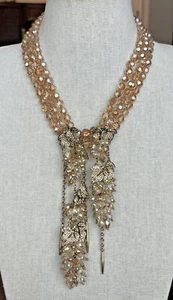 HEIDI DAUS "Champagne Taste" Triple Strand Beaded Crystal Floral Necklace - NWT - Picture 1 of 14