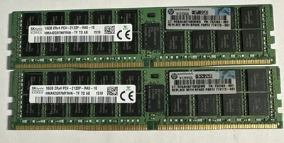 32GB Sk Hynix 2 x 16GB 2Rx4 PC4-2133 Reg ECC Server DIMM HMA42GR7MFR4N-TF - Image 1 of 2