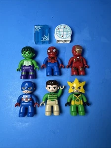 Lot Of 6 Lego Duplo Super Heroes Spiderman, Hulk, Ironman, Capt America Figures - Picture 1 of 9