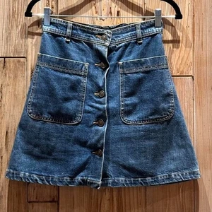 Zara Woman A-Line Button-Front Denim Skirt With Pockets Blue Size S - Picture 1 of 3