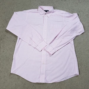 Brooks Brothers Red Fleece Shirt Men XL Pink White Gingham Check Non-Iron Office - Picture 1 of 8
