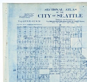 1900 SEATTLE Map WASHINGTON PARK - CENTRAL DISTRICT - STEVENS  (24x22) ORIGINAL - Picture 1 of 7