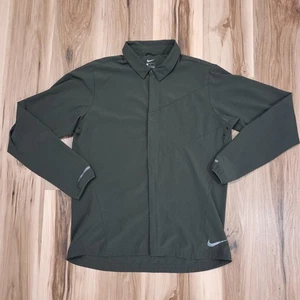 Nike FZ City Windshirt Flex Running Shirt Mens L Green Lightweight Reflective - Picture 1 of 14