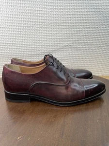 Ace Marks Oxford Dress Shoes Captoe Men’s Size 9 D Burgundy Handcrafted in Italy - Picture 1 of 13