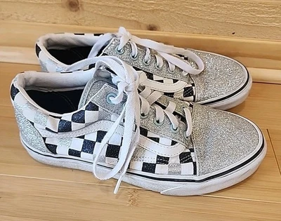 VANS Old Skool Cuadros Plata Brillo Tenis Zapatos Con Cordones M 6.0 W 7.5 Foto 1 de 4