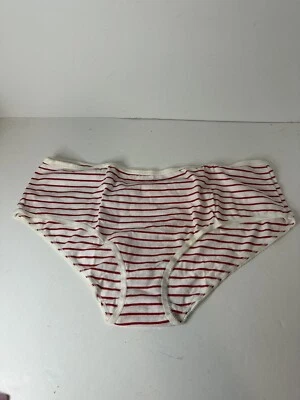 Faded Glory size 8 logo band panties cotton blend womens red white stripes - Image 1 of 3