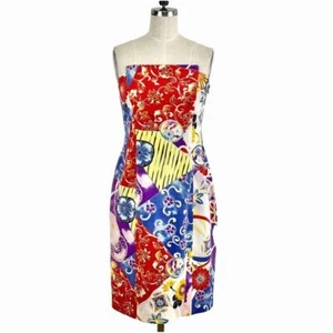 DAVID MEISTER VTG Origami Dress 4 Silk Strapless Floral Crystals Fairy Whimigoth - Picture 1 of 11