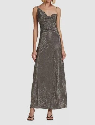 Vestido feminino Stella McCartney cinza seda hotfix enfeitado tamanho 44 US$ 5200 - Imagem 1 de 4