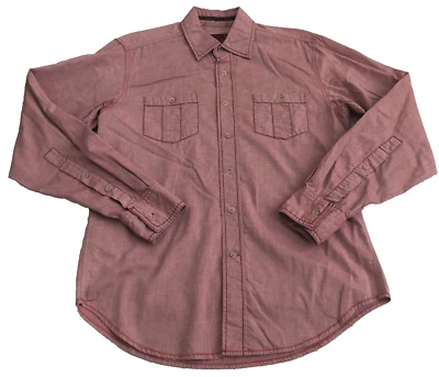 EQ Rooster Mens Shirt Size S Pink Embroidered Button-Up Long Sleeve Chest Pocket - Image 1 of 4