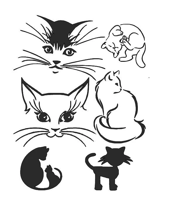 STENCILS CRAFTS TEMPLATES SCRAPBOOKING CATS  COLLECTION 5 STENCIL - 1 A4 MYLAR Foto 1 de 1