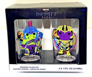 Funko - Marvel Infinity Saga-2 Pk Hulk Thanos Pint Drinking Glass Set-17oz Each - Picture 1 of 13