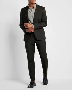 Express Men's Slim Olive Wool-Blend Modern Tech Suit, 42R Jacket + 34x32 pants - Picture 1 of 10