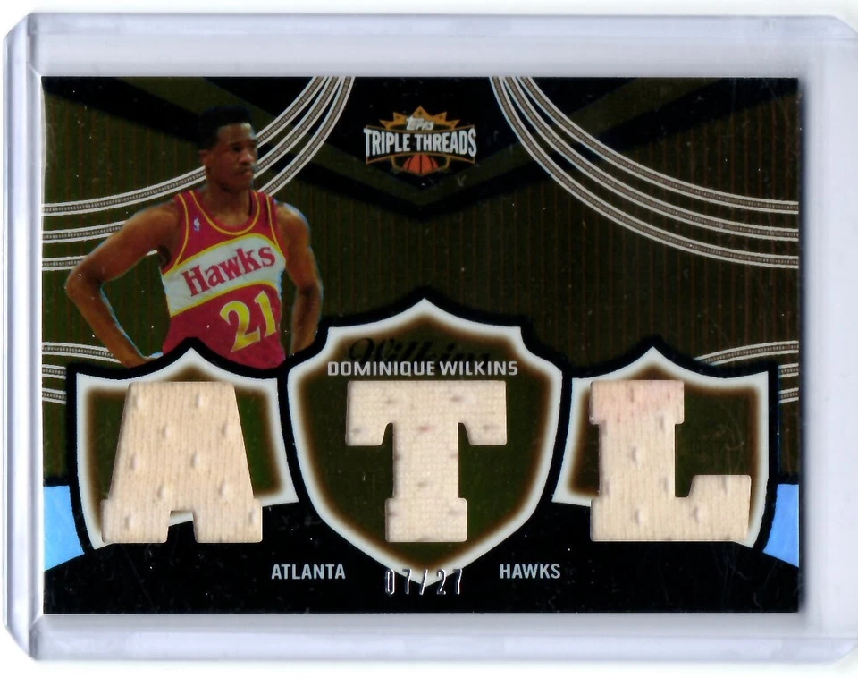 2006-07 Topps Triple Threads Triple Jersey Sepia #TTR-38 Dominique Wilkins 7/27 - Image 1 of 2