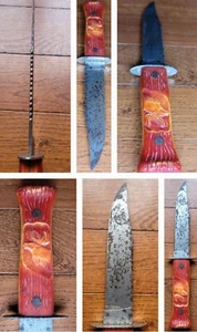 VINTAGE IMPERIAL PROV. R.I. KINFE FIXED 4.5" BLADE EMBOSSED MOOSE / ELK HEAD USA - Picture 1 of 12