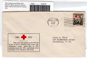 #702 American Red Cross 1931 FDC - Planty #55 Hansom Miller - RARE - Picture 1 of 2