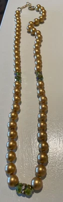 Coldwater Creek Gold Tone Faux Pearls & Crystals with Cubic Zirconia Necklace - Image 1 of 2