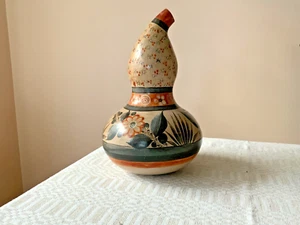 Mexikanische Doppelkürbis Ton handbemalte Vase 11" Unikat - Bild 1 von 7