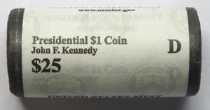 2015-D John F. Kennedy JFK Presidential $1 Dollar US Mint $25 Coin Roll - J707 - Picture 1 of 3