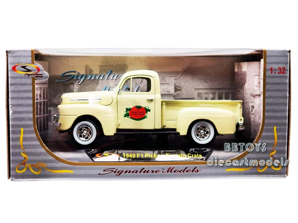 1949 FORD F-1 DELIVERY TRUCK CREAM & TOMATO CRATES 1/32 SIGNATURE MODELS 32388 - Image 1 of 1