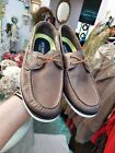 Worn 2X Sperry Top Sider Leeward Nautical Cross Gray Leather Boat Shoes Men's 11