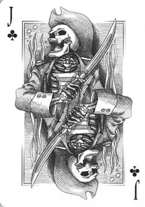 Skeleton Pirate Jack of Clubs Single Swap Playing Card Nautical Art - Picture 1 of 2