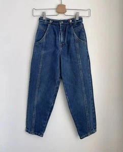 Vintage 6 7 Girls Jeans 80s 90s Bubble Tapered Pleated Sears Dark Wash VGUC - Picture 1 of 14