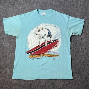 Vtg 1980s Bud Light Spuds Mackenzie Hang Twenty T-shirt Single Stitch Beer Tee - Picture 1 of 7