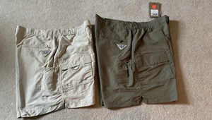 COLUMBIA PFG Pantaloncini Uomo Taglia L Performance Attrezzatura da Pesca Omni Shield Verde e Marrone - Foto 1 di 11