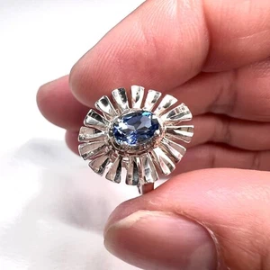 Vintage 925 Sterling Silver Genuine Blue Topaz Ballerina Style Ring 3.86g Sz7 - Picture 1 of 12