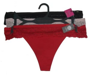 3 Vince Camuto Lace Top Black Taupe Red No Show Thongs Panties Wm's NWT $36 - Picture 1 of 1
