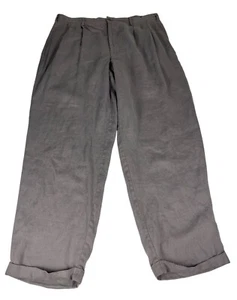 Alan Flusser Linen Dress Pants Men's 36 Gray Pleated Cuffed Hem Mid Rise Casual - Picture 1 of 9