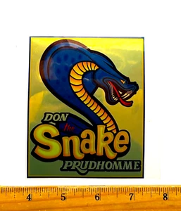 Don "THE SNAKE" Prudhomme Snake & Mongoose SNAKE Banner NHRA Gold Mirror Sticker - Picture 1 of 1