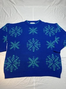 VTG Blue Alyssa Brooke Two Knitted Sweater Pullover Size 42/24 Christmas - Picture 1 of 7