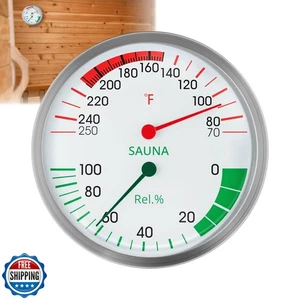 Stainless Steel Sauna Hygrometer Thermometer with Color-Coded Dial 5" Large D - Picture 1 of 5