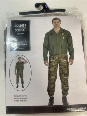NUEVO Adulto Hombre XL 44-46 Soldado Halloween Uniforme Disfraz Mangas Extraíbles Foto 1 de 4