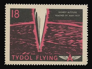 TYDOL FLYING "A" POSTER STAMPS OF 1940 - #18, HIGHEST ALTITUDE REACHED BY MAN - Picture 1 of 2