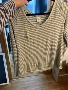 CAbi #4375 Game Tee Size S Green Stripe Long Sleeve Excellent Condition - Picture 1 of 2